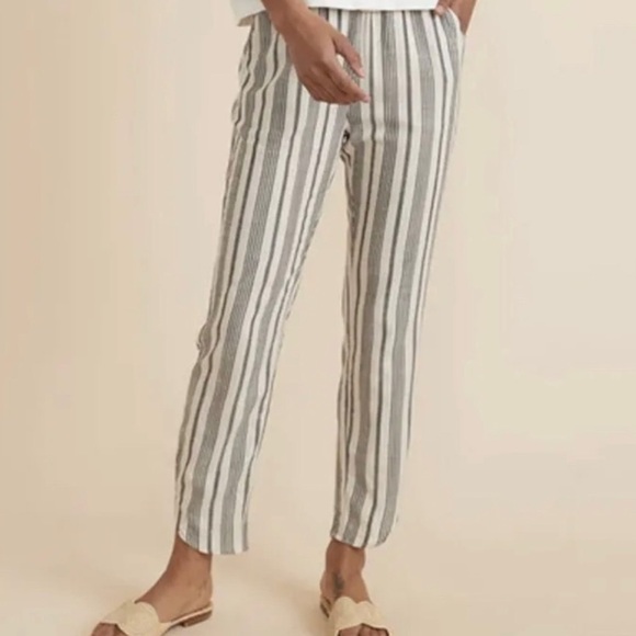 Marine Layer Pants - 🎁HP🎁 Marine Layer Allison Pant White/Navy Strips Front Pockets Regular Large EUC